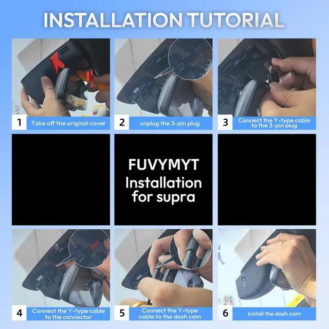 Alt view image 6 of 6 - Single Channel 4K Dash Cam for Toyota GR Supra 2020-2026, OEM Factory Style, UHD 2160P Image, Built-in WiFi, Free APP, Loop Recording, G-Sensor, Plug & Play, 64GB Card