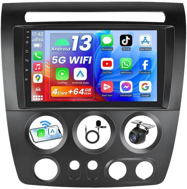 Main image of 4 + 64GB Android 15 Car Radio for Hummer H3 2005-2010: 9-Inch 1280 * 800P HD IPS Touch Screen Wireless CarPlay Android Auto 5G Wi-Fi Bluetooth 5.0 GPS FM SWC Backup Camera