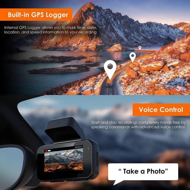 Alt view image 5 of 7 - USA V55 Dash Cam - 4k Modular Capabilities, 5.0 GHz Wi-Fi, GPS Car Dash Camera Recorder, Night Vision, Loop Recording, Parking Monitor, Supercapacitor, Support 256GB Max, Voice Control (2023)