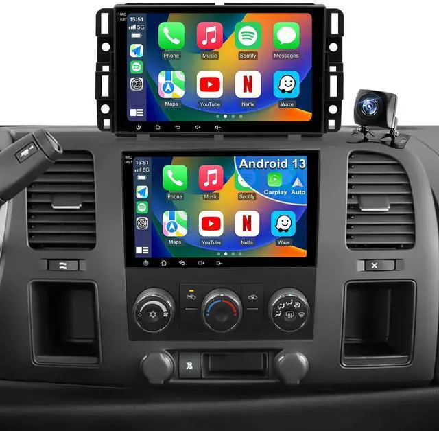 Main image of 5GWiFi Upgrade Radio for Chevy Silverado 1500 GMC Sierra 1500 2007-2013, Yukon Tahoe 2007-2014, Acadia 2007-2012, Savana Hummer H2 Equinox 8inch Touch Screen Stereo, Carplay Android Auto GPS FM Camera