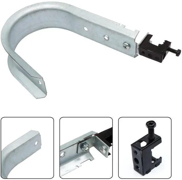 Alt view image 5 of 6 - 10 Pack 4" Heavy Duty J Hooks, Wire Support J-Hook with Beam Clamp for Hanging Cables & Wires Management Mounts to Beams Up to 1/2" Thick