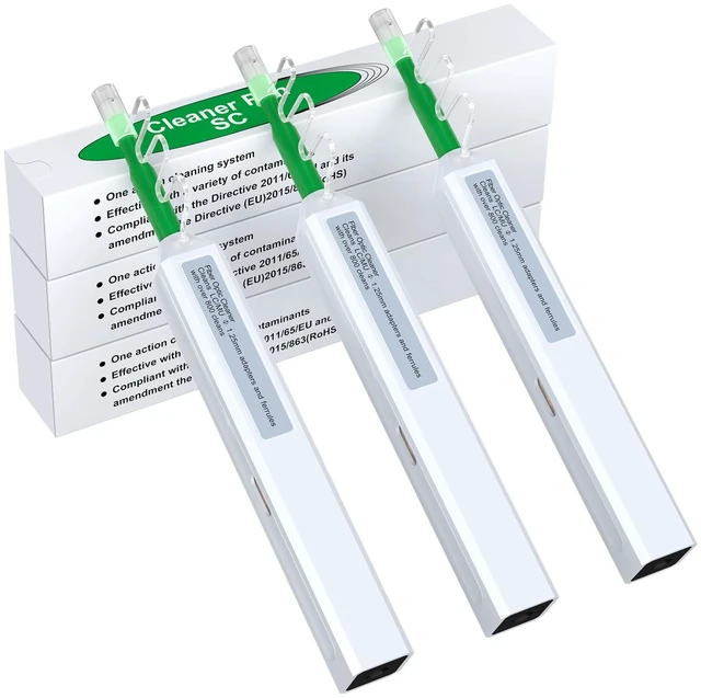 Main image of 3PCS One Click Fiber Cleaner Pen, Fiber Optic Cleaner for SC/FC/ST 2.5mm 800+ Cleans, One-Push Fiber Cleaning Tool for SC/UPC & SC/APC Optical Connectors, Extendable Probe for Endface Cleaning