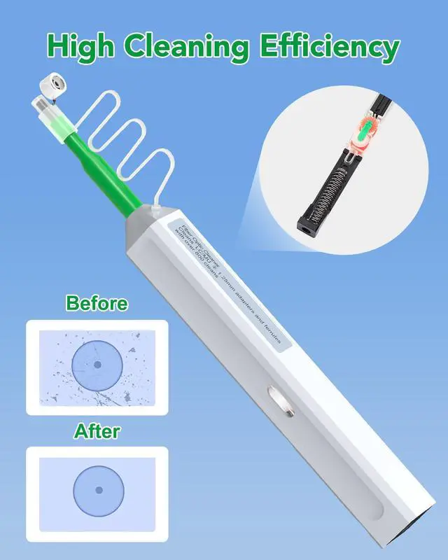 Alt view image 3 of 6 - One Click Fiber Cleaner Pen, Fiber Optic Cleaner for SC/FC/ST 2.5mm | 800+ Cleans, One-Push Fiber Cleaning Tool for SC/UPC & SC/APC Optical Connectors, Extendable Probe for Endface Cleaning