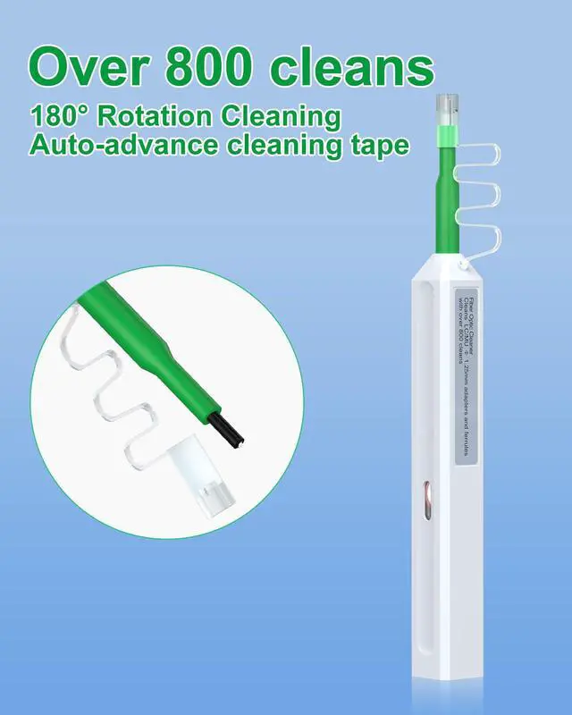 Alt view image 6 of 6 - One Click Fiber Cleaner Pen, Fiber Optic Cleaner for SC/FC/ST 2.5mm | 800+ Cleans, One-Push Fiber Cleaning Tool for SC/UPC & SC/APC Optical Connectors, Extendable Probe for Endface Cleaning