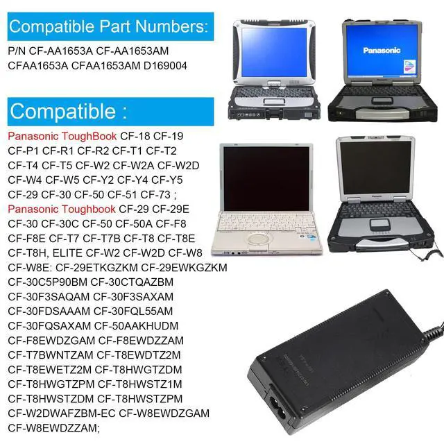 Alt view image 2 of 7 - 72W 16V 4.5A Charger for Panasonic Toughbook CF-52 CF-53 CF-53A CF-54 CF-74 CF-C1 CF-H1 CF-F9 CF-S10 CF-19