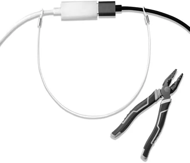 Main image of Cable Tethers 10 Pack with Crimping Tool (12 Inches, White Color), Adjustable Security Cable Look, Universal DIY Adapter Tethering Ties Kit for Computer Cord, Pre-Assembled, Tamper-Resistant