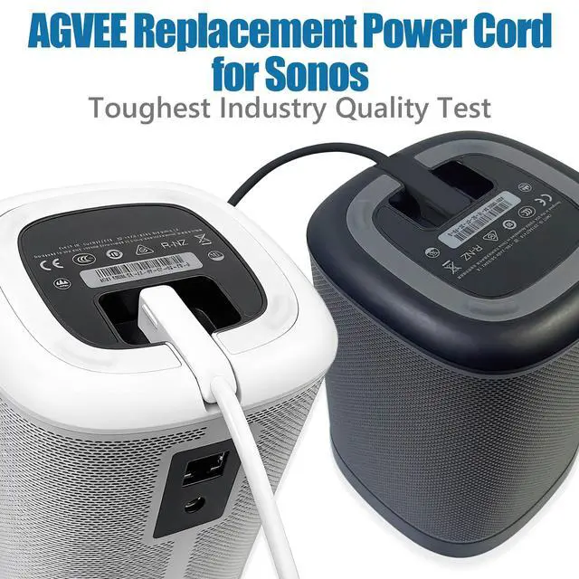 Alt view image 2 of 7 - 6.6ft 90 Degree Angled Power Cord for Sonos One/One SL/Play:1 Speakers, Space-Saving Nema 1-15P to Figure 8 C7 Power Cable, No Bulge, White
