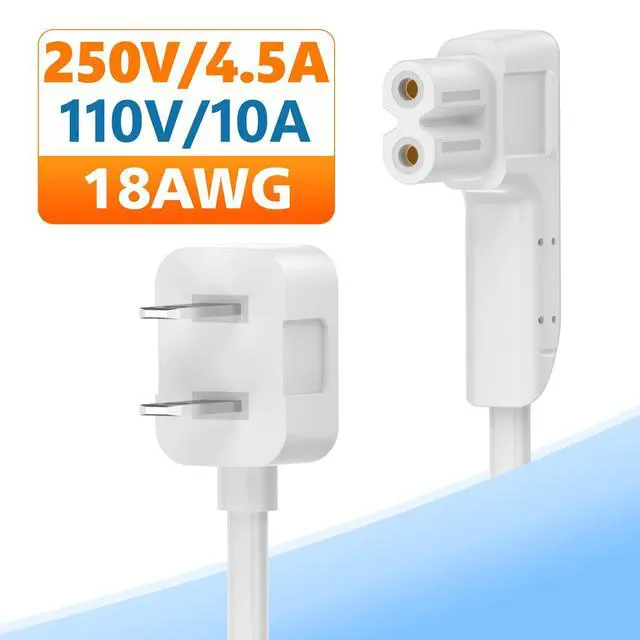 Alt view image 4 of 7 - 6.6ft 90 Degree Angled Power Cord for Sonos One/One SL/Play:1 Speakers, Space-Saving Nema 1-15P to Figure 8 C7 Power Cable, No Bulge, White
