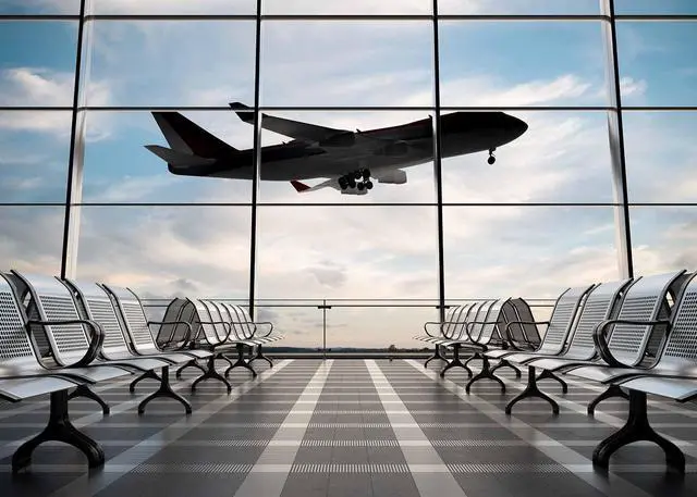 Alt view image 4 of 5 - Airport Terminal Airplane Photography Backdrop 7x5FT | Realistic Airport Airplane Terminal Wall, Lightweight Vinyl, Travel Pilot Photo Backdrop, Easy Hang & Wipe Clean
