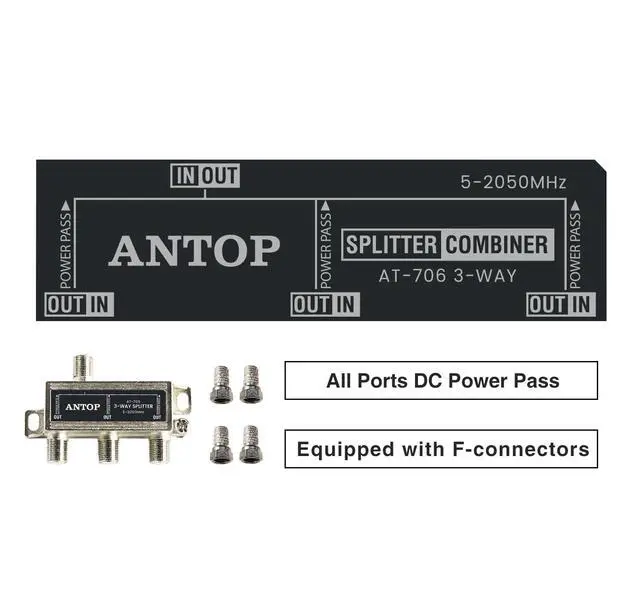 Alt view image 2 of 7 - Antop Coax Splitter 3 Way for Cable TV, Satellite, HDTV, Amplified Antenna