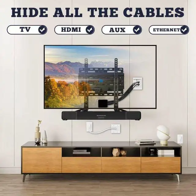 Alt view image 2 of 7 - in Wall Cable Management Kit,TV Cord Hider for Wall Mounted TV with Two Triple Outlet,9ft Cord Hider with Brush Wall Plates for Home Theater Cable Management