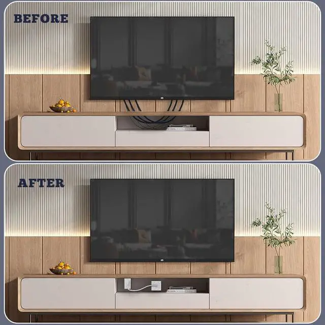 Alt view image 5 of 7 - in Wall Cable Management Kit,TV Cord Hider for Wall Mounted TV with Two Triple Outlet,9ft Cord Hider with Brush Wall Plates for Home Theater Cable Management