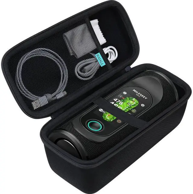 Main image of Hard Case for MiLESEEY GeneSonic Pro Golf Speaker, Black | GPS Rangefinder Handheld Shockproof Protective Travel Bag, Mesh Pocket for USB Cable and Carabiner
