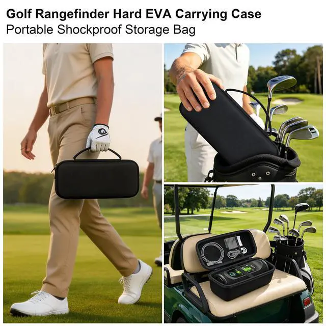 Alt view image 2 of 7 - Hard Case for MiLESEEY GeneSonic Pro Golf Speaker, Black | GPS Rangefinder Handheld Shockproof Protective Travel Bag, Mesh Pocket for USB Cable and Carabiner