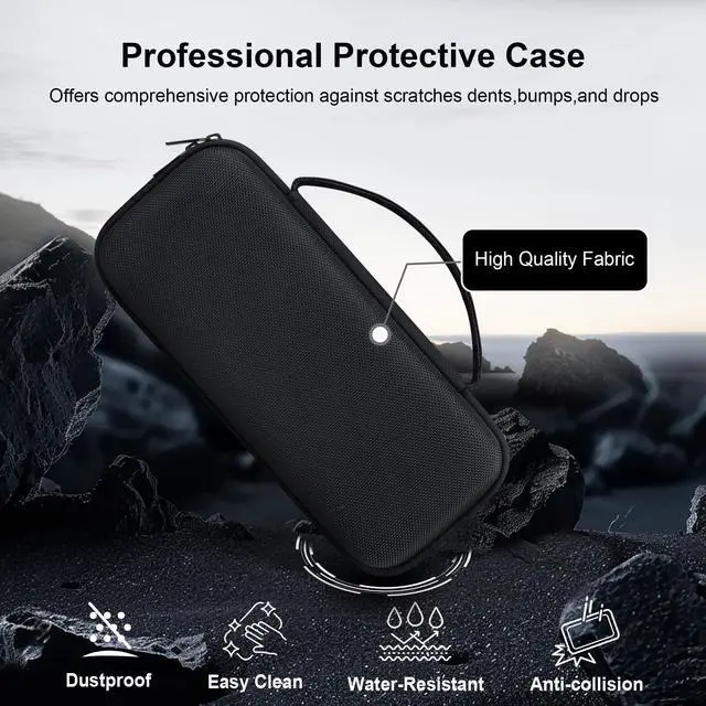 Alt view image 6 of 7 - Hard Case for MiLESEEY GeneSonic Pro Golf Speaker, Black | GPS Rangefinder Handheld Shockproof Protective Travel Bag, Mesh Pocket for USB Cable and Carabiner
