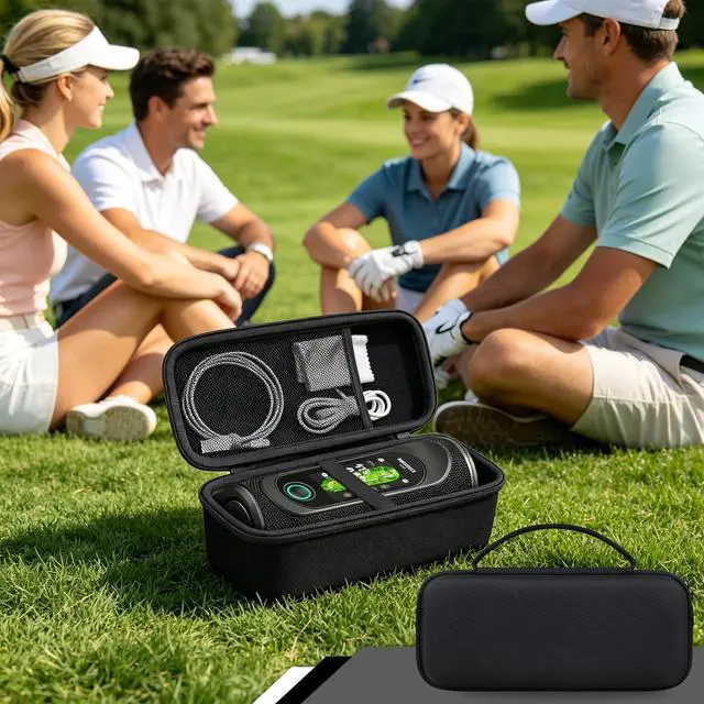 Alt view image 7 of 7 - Hard Case for MiLESEEY GeneSonic Pro Golf Speaker, Black | GPS Rangefinder Handheld Shockproof Protective Travel Bag, Mesh Pocket for USB Cable and Carabiner