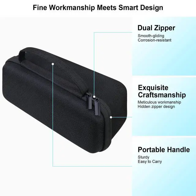 Alt view image 5 of 7 - Hard Case for MiLESEEY GeneSonic Pro Golf Speaker, Black | GPS Rangefinder Handheld Shockproof Protective Travel Bag, Mesh Pocket for USB Cable and Carabiner