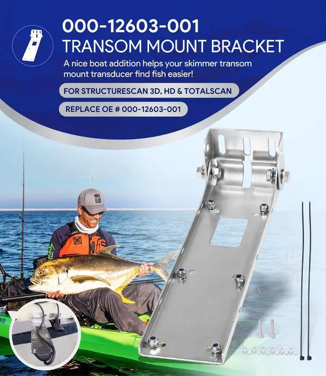 Alt view image 2 of 7 - 000-12603-001 Transom Transducer Mount Bracket for StructureScan 3D, StructureScan HD and TotalScan Skimmer Transducers