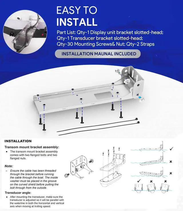 Alt view image 5 of 7 - 000-12603-001 Transom Transducer Mount Bracket for StructureScan 3D, StructureScan HD and TotalScan Skimmer Transducers