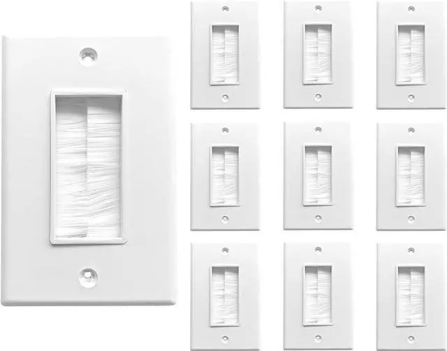 Main image of BestMounts - 10 Pack Brush Wall Plates Cable Pass Through - Decora Style Single Gang Brush Plate for Behind Wall Cable Management - Wall Cable Pass Through Insert for Wires, HDTV, HDMI & Home Theater