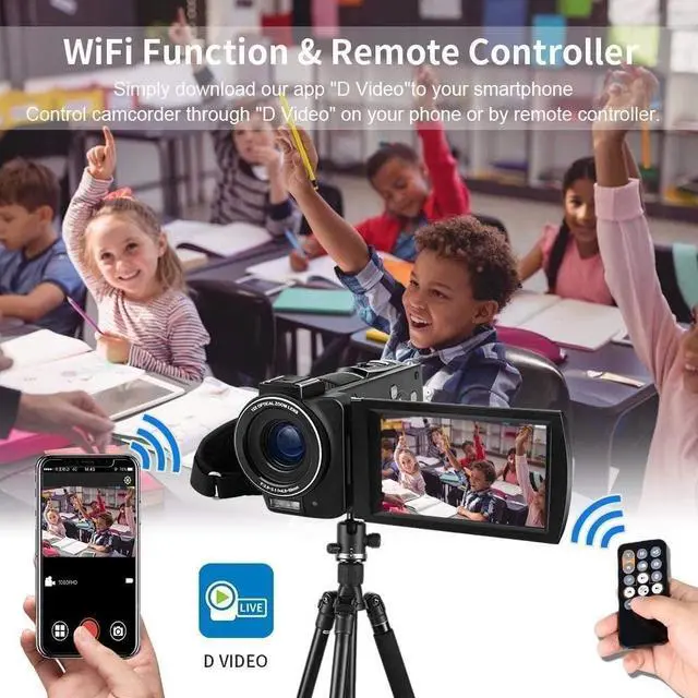 Alt view image 4 of 5 - AX65 4K Camcorder, 12x Optical Zoom Vlogging Camera with WiFi, 3.5" IPS Touch Screen, 100x Smart Zoom & Wide Angle Lens, External Mic Support for YouTube