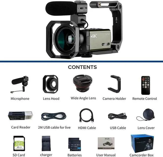 Alt view image 5 of 5 - AX65 4K Camcorder, 12x Optical Zoom Vlogging Camera with WiFi, 3.5" IPS Touch Screen, 100x Smart Zoom & Wide Angle Lens, External Mic Support for YouTube