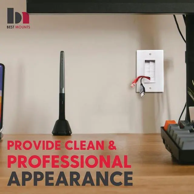 Alt view image 6 of 6 - BestMounts - 10 Pack Brush Wall Plates Cable Pass Through - Decora Style Single Gang Brush Plate for Behind Wall Cable Management - Wall Cable Pass Through Insert for Wires, HDTV, HDMI & Home Theater