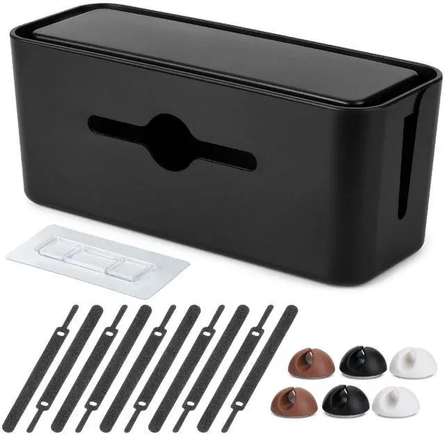 Main image of Bates- Cable Management Box, Large, Cable Organizer Box, Cord Organizer Box, Cable Box Organizer, Cord Management Box, Cord Hider Box, Cord Box for Wires on Floor, Power Strip Cover Box Baby Proof