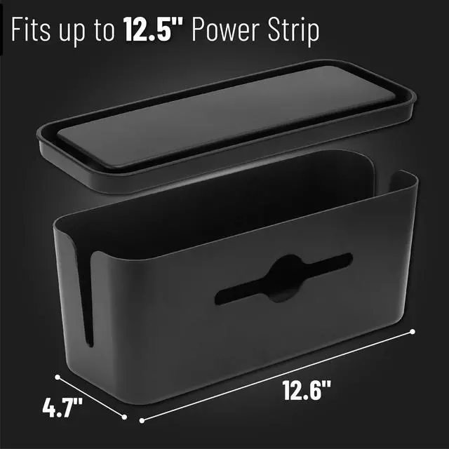 Alt view image 3 of 7 - Bates- Cable Management Box, Large, Cable Organizer Box, Cord Organizer Box, Cable Box Organizer, Cord Management Box, Cord Hider Box, Cord Box for Wires on Floor, Power Strip Cover Box Baby Proof