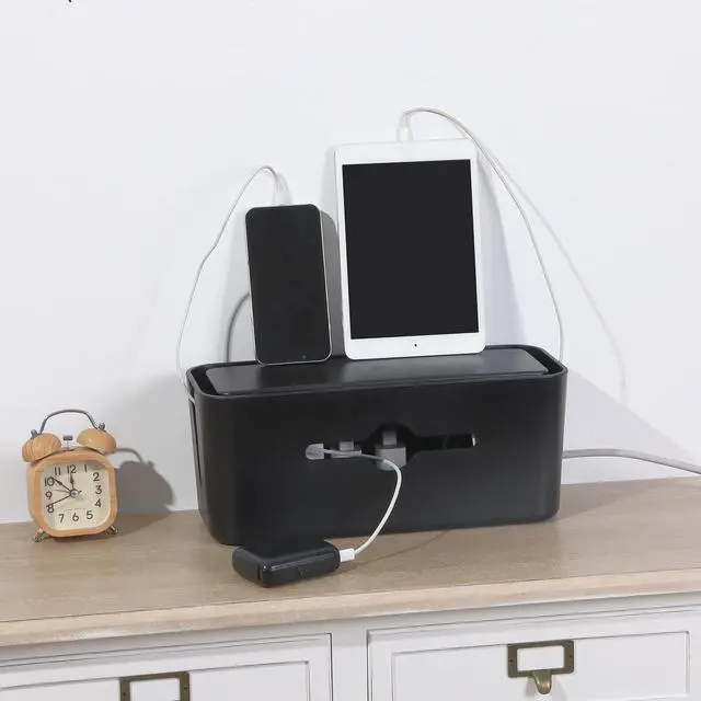 Alt view image 7 of 7 - Bates- Cable Management Box, Large, Cable Organizer Box, Cord Organizer Box, Cable Box Organizer, Cord Management Box, Cord Hider Box, Cord Box for Wires on Floor, Power Strip Cover Box Baby Proof