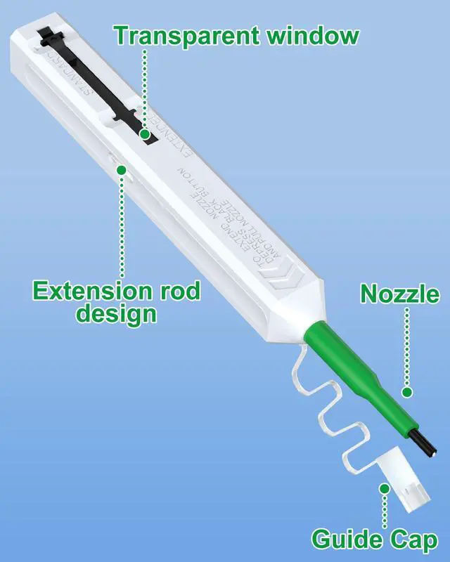Alt view image 2 of 6 - One Click Fiber Cleaner Pen, Fiber Optic Cleaner for SC/FC/ST 2.5mm | 800+ Cleans, One-Push Fiber Cleaning Tool for SC/UPC & SC/APC Optical Connectors, Extendable Probe for Endface Cleaning