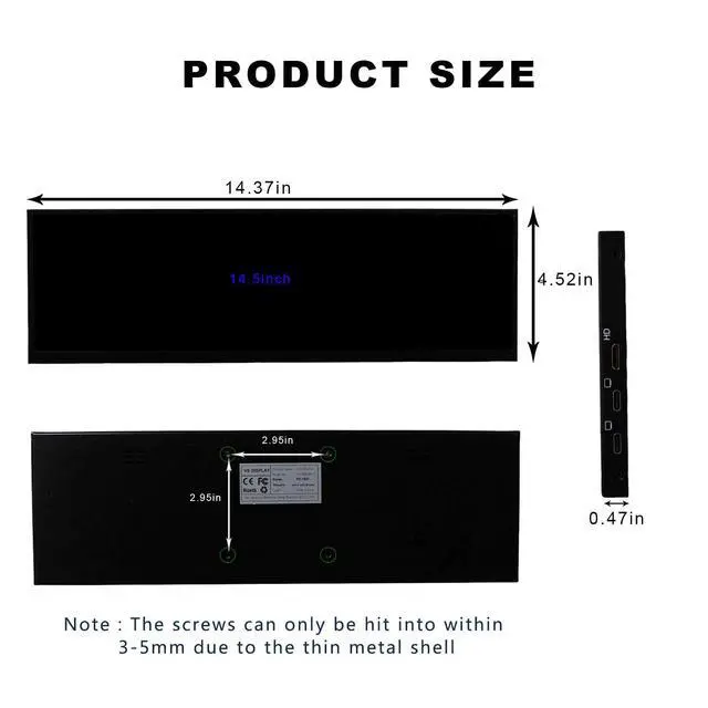 Alt view image 2 of 6 - 14.5'' 2K 2560x720 LCD Monitor Touch Panel Stretched Bar Display | with USB-C Video Input,for Gaming/PC/Laptop/Computer Monitoring Extra Secondary Screen