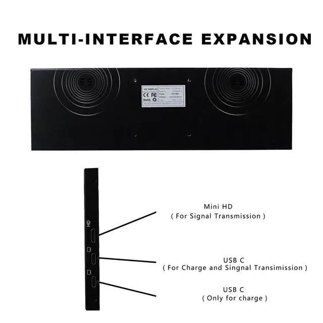 Alt view image 3 of 6 - 14.5'' 2K 2560x720 LCD Monitor Touch Panel Stretched Bar Display | with USB-C Video Input,for Gaming/PC/Laptop/Computer Monitoring Extra Secondary Screen