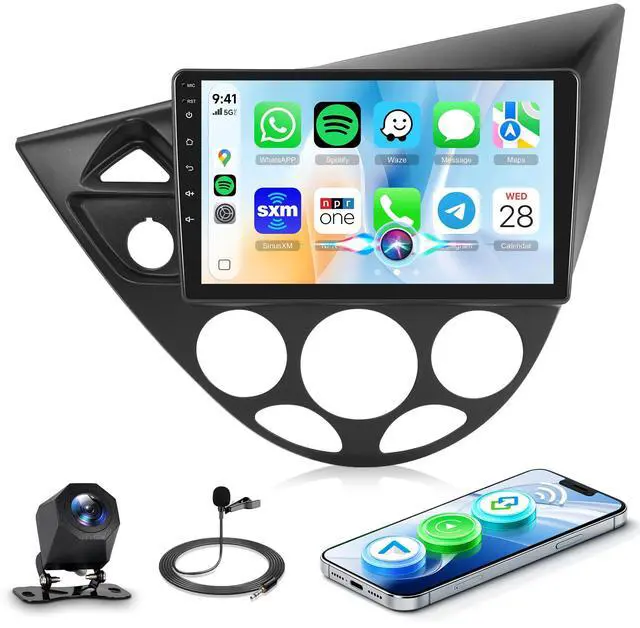 Main image of Linux System Car Stereo for Ford Focus 1998-2006 Wireless Carplay & Android Auto, 9'' IPS Touchscreen Mirror Link YouTube Video Vi-Link Car Radio Bluetooth FM/RDS DSP SWC Backup Camera