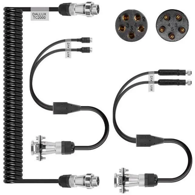 Main image of Heavy Duty Vehicle Coil Trailer Cable with 2 Channel 4 PIN AV Connector Disconnect Kit for Truck Caravan Motor Home Backup Security Camera Monitor System