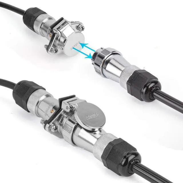 Alt view image 6 of 7 - Heavy Duty Vehicle Coil Trailer Cable with 2 Channel 4 PIN AV Connector Disconnect Kit for Truck Caravan Motor Home Backup Security Camera Monitor System