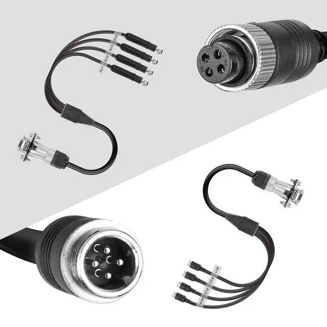 Alt view image 7 of 7 - Heavy Duty Vehicle Coil Trailer Cable with 2 Channel 4 PIN AV Connector Disconnect Kit for Truck Caravan Motor Home Backup Security Camera Monitor System