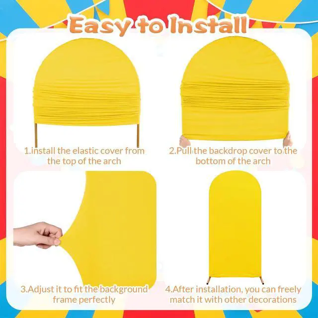 Alt view image 3 of 7 - 3 Pcs Carnival Party Backdrop Decorations Set Arch Covers Spandex Circus Backdrop Stand 4ft, 5ft, 6ft for Birthday Wedding Photo Props Cosplay Baby Shower Banquet Ceremony Decor