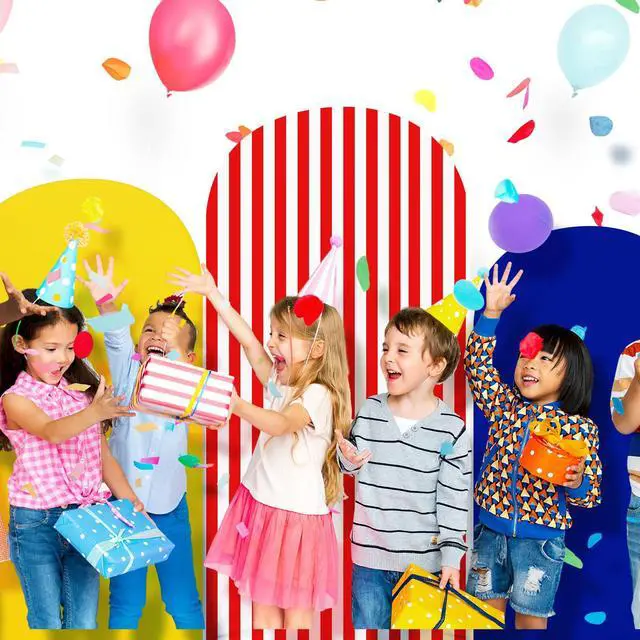Alt view image 5 of 7 - 3 Pcs Carnival Party Backdrop Decorations Set Arch Covers Spandex Circus Backdrop Stand 4ft, 5ft, 6ft for Birthday Wedding Photo Props Cosplay Baby Shower Banquet Ceremony Decor