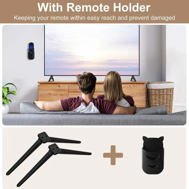 Alt view image 4 of 7 - (Upgraded Version)Metal Base TV Legs for TCL TV Stand Legs 70" 75" 70S446 75S451 75S453 75S455 75S421 75S423 75S425 75S431 75S435 75S433 75S555 75S551 75S553 75S446, TV Feet for Roku TV Stand Legs
