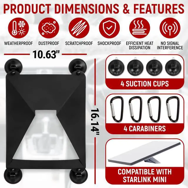 Alt view image 6 of 7 - Silicone Mount Compatible with Starlink Mini, Tool-Free Suction Cup Mount, 2-in-1 Satellite Mounting Kit with Protective Silicone Case, Suction Cups and Hooks for Car Windows, RVs, and Outdoor Travel