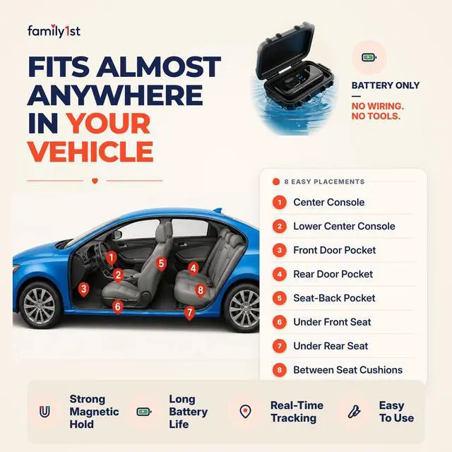 Alt view image 5 of 7 - GPS Tracker for Vehicles & Cars Real-Time Tracking Device with App, 30-Day Battery, Waterproof Magnetic Case, Hidden Design, Geofencing, Kids & Seniors, iOS & Android, Subscription Needed