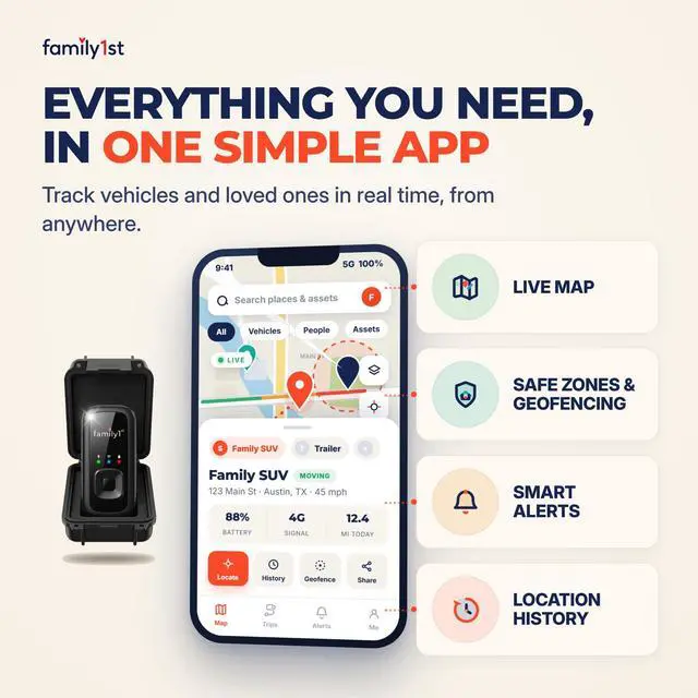 Alt view image 6 of 7 - GPS Tracker for Vehicles & Cars Real-Time Tracking Device with App, 30-Day Battery, Waterproof Magnetic Case, Hidden Design, Geofencing, Kids & Seniors, iOS & Android, Subscription Needed