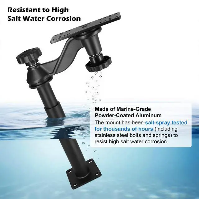 Alt view image 3 of 7 - Aluminum Height Telescopic Fish Finder Mount, Marine Electronics Mount with Horizontal Swing Arm for 5"-12" Large Depth Finder Display, Compatible with Garmin, Lowrance, Humminbird and More