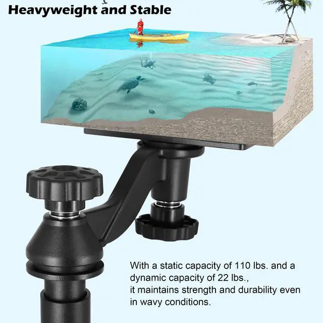 Alt view image 4 of 7 - Aluminum Height Telescopic Fish Finder Mount, Marine Electronics Mount with Horizontal Swing Arm for 5"-12" Large Depth Finder Display, Compatible with Garmin, Lowrance, Humminbird and More