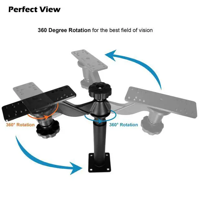 Alt view image 6 of 7 - Aluminum Height Telescopic Fish Finder Mount, Marine Electronics Mount with Horizontal Swing Arm for 5"-12" Large Depth Finder Display, Compatible with Garmin, Lowrance, Humminbird and More