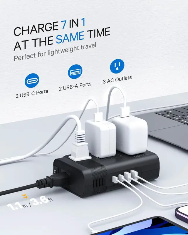 Alt view image 5 of 7 - 350W Voltage Converter US to Europe - 220V to 110V Converter for European Travel, Power Adapter Combo with PD Chargers for Hair Straightener Shaver Toothbrush CPAP Camera Phone