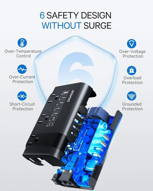 Alt view image 6 of 7 - 350W Voltage Converter US to Europe - 220V to 110V Converter for European Travel, Power Adapter Combo with PD Chargers for Hair Straightener Shaver Toothbrush CPAP Camera Phone