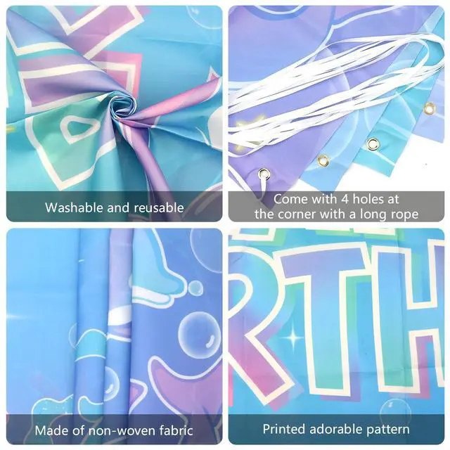 Alt view image 3 of 7 - Dolphin Birthday Party Supplies Backdrop, Blue Birthday Photography Background, for Ocean Dolphin Theme Birthday Baby Shower Party Decorations