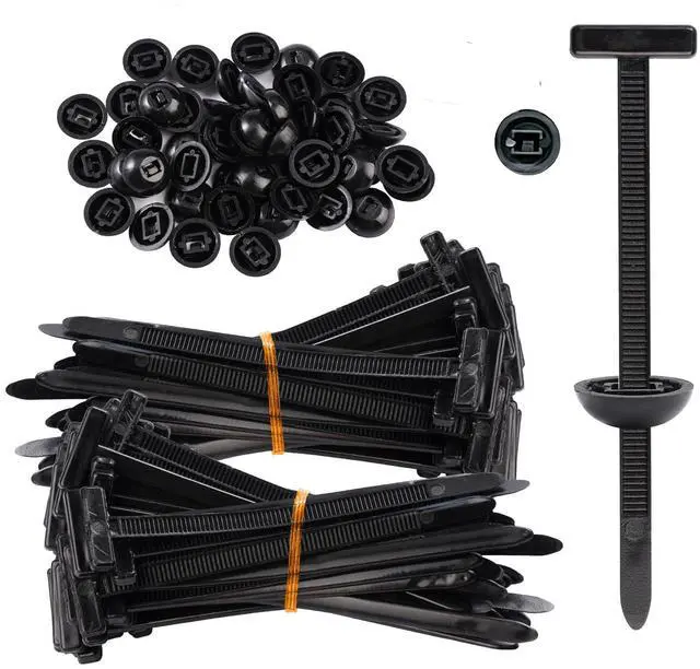 Main image of Nylon Universal Cable Tie Buckle - Heavy Duty Zip Ties (with Pin & Button), UV Resistant Black Zipties for Car Daily Repair, Applicable Toengine Lower Guard Plates, Fender Linings (50 PCS)
